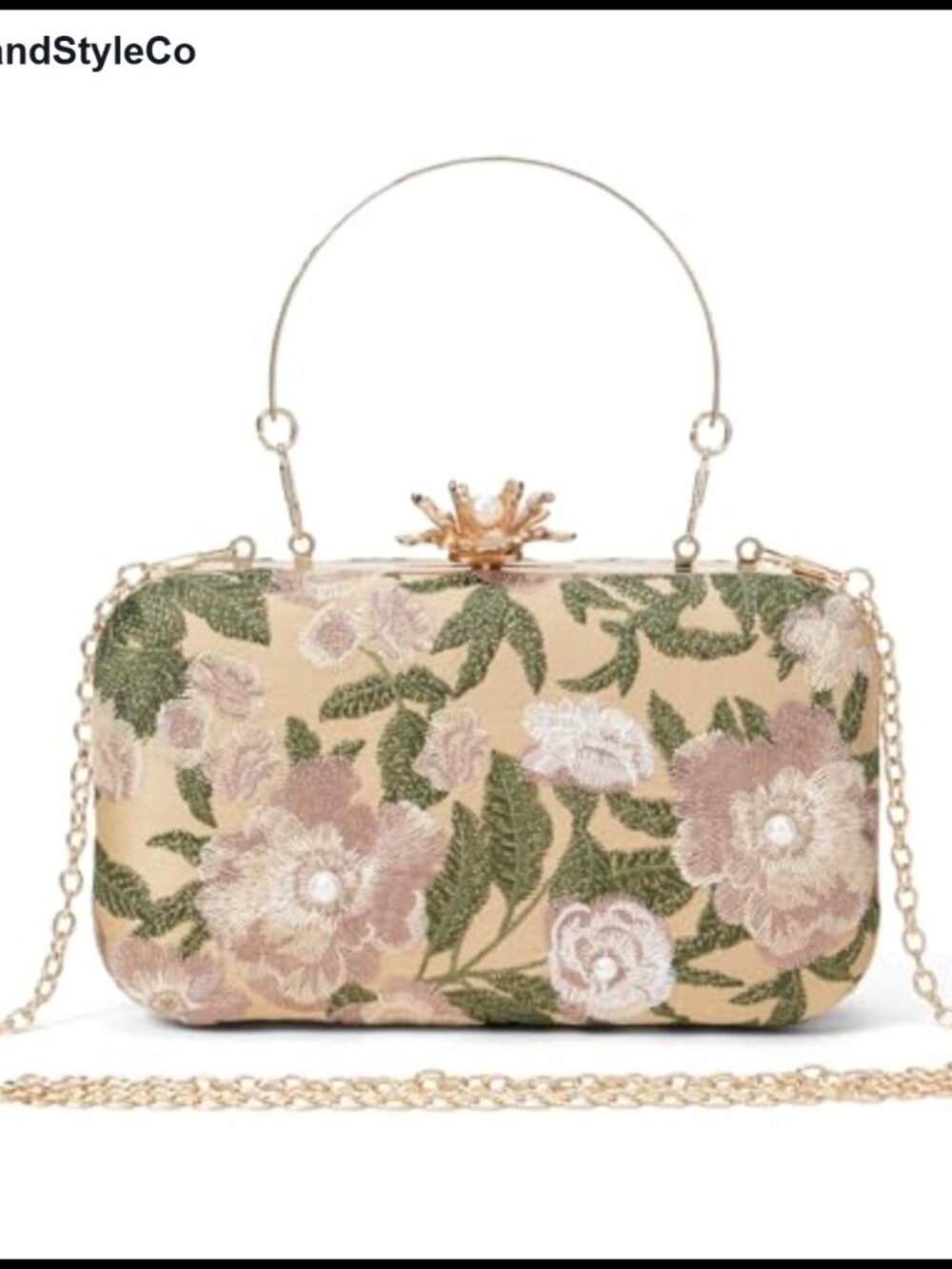 RNIEGA Vintage Floral Clutch Purse Silk Satin Embroidered Evening Bag